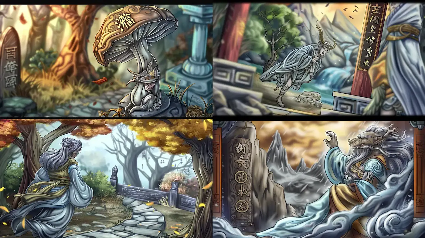 Enchanting Illustrations with a Mystical Flair - Midjourney sref style