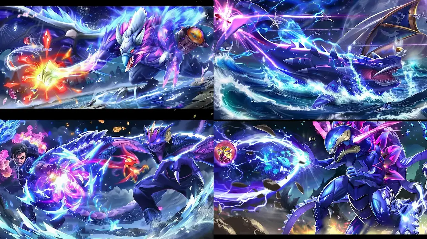 Dynamic and Energetic Fantasy Art Featuring Elemental Themes - Midjourney sref style