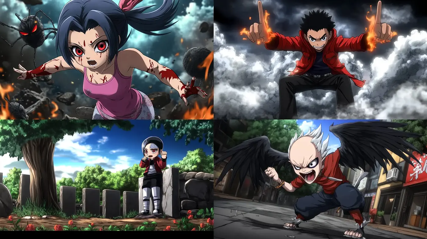 Dynamic Action-Packed Anime-Inspired Illustrations - Midjourney sref style