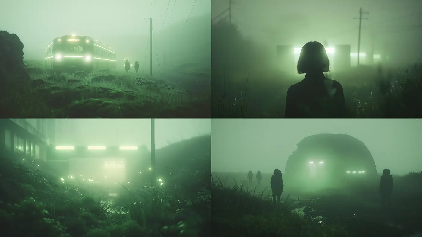 Ethereal Mist and Emerald Glows: A Study in Atmospheric Luminescence and Textural Ambience - Midjourney sref style