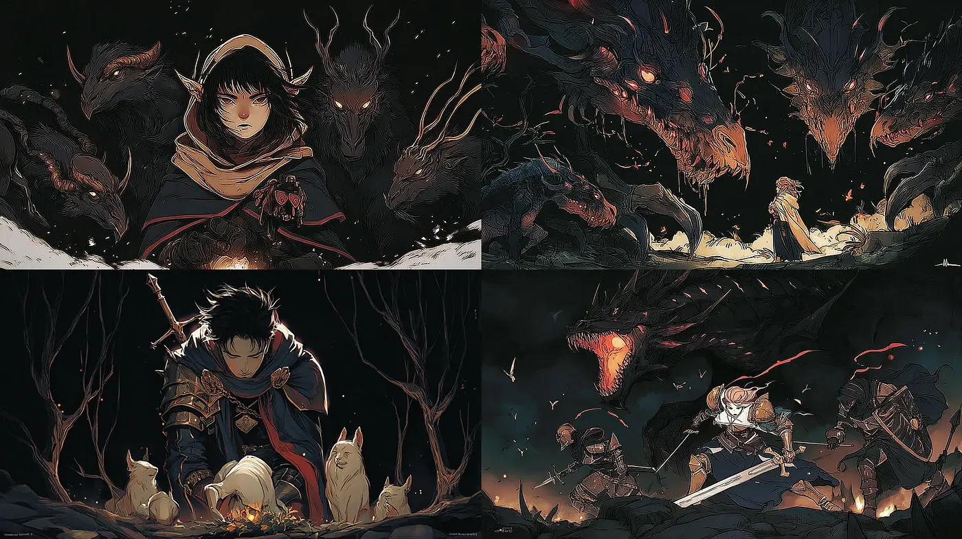 Dark Fantasy Illustrations with a Mysterious and Engaging Atmosphere - Midjourney sref style