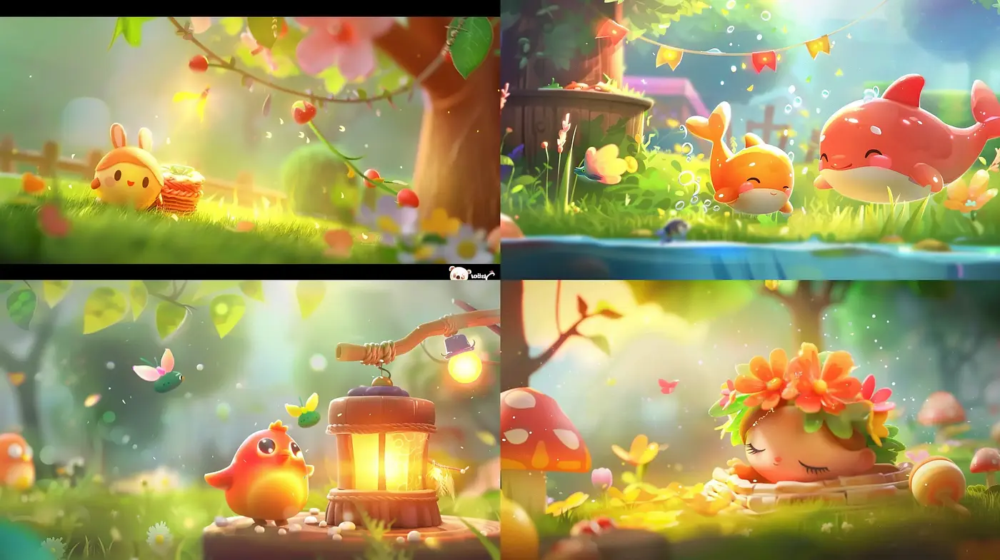 Enchanted Whimsical Dreamscape with a Vivid, Soft-focus Artistry - Midjourney sref style