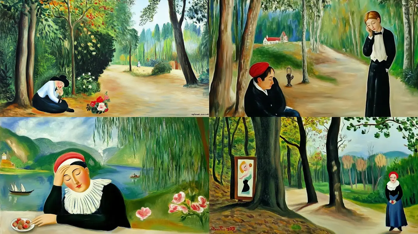 Serene Pastoral Reverie with Expressionistic Overtones - Midjourney sref style