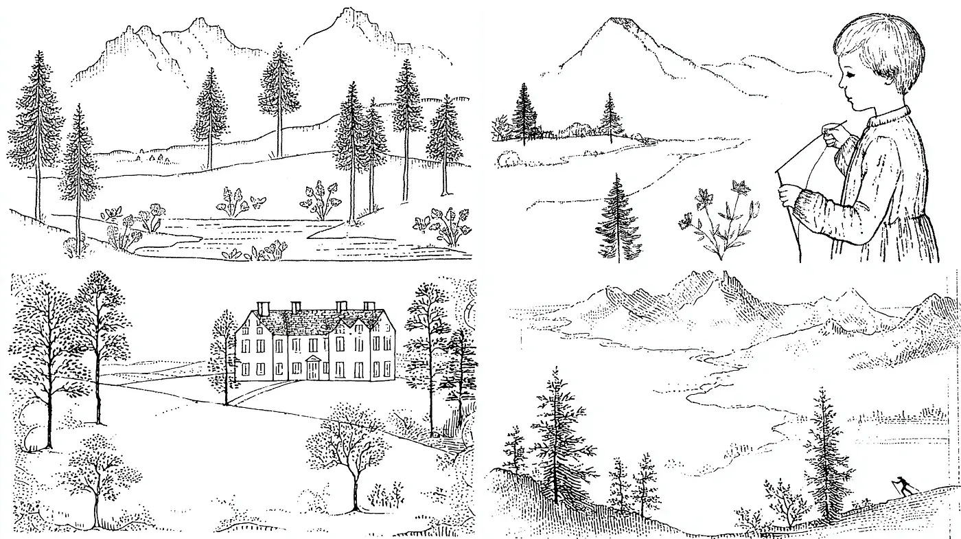 Whimsical Illustrative Style with a Nostalgic and Nature-Inspired Influence - Midjourney sref style