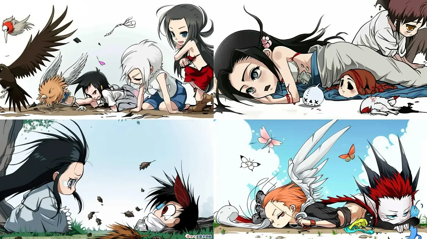 Dynamic Manga-Inspired Visual Saga with Vibrant Character Expressions - Midjourney sref style