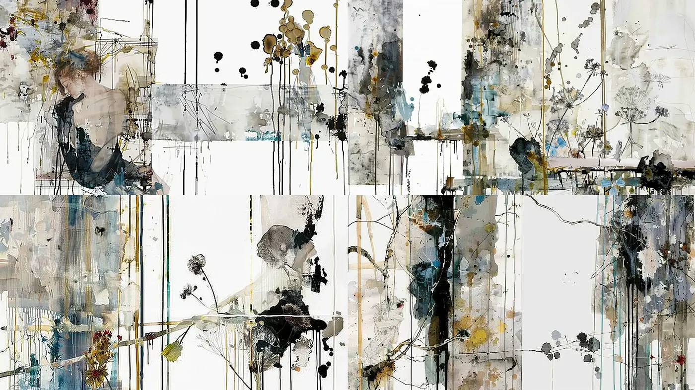 Ethereal Abstract Expressionism with Metallic Accents - Midjourney sref style