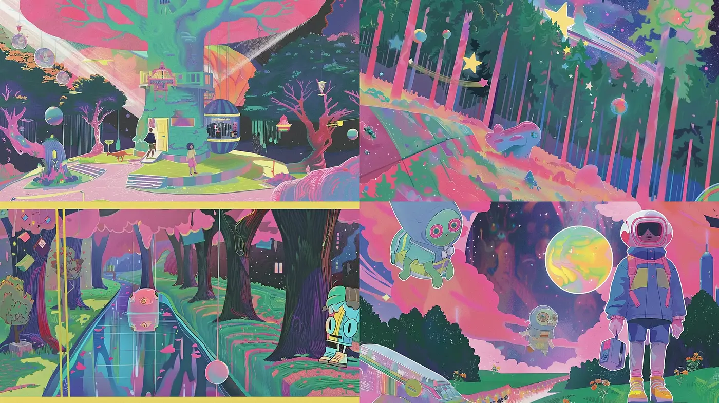 Surreal Dreamscape in Luminous Hues - Midjourney sref style