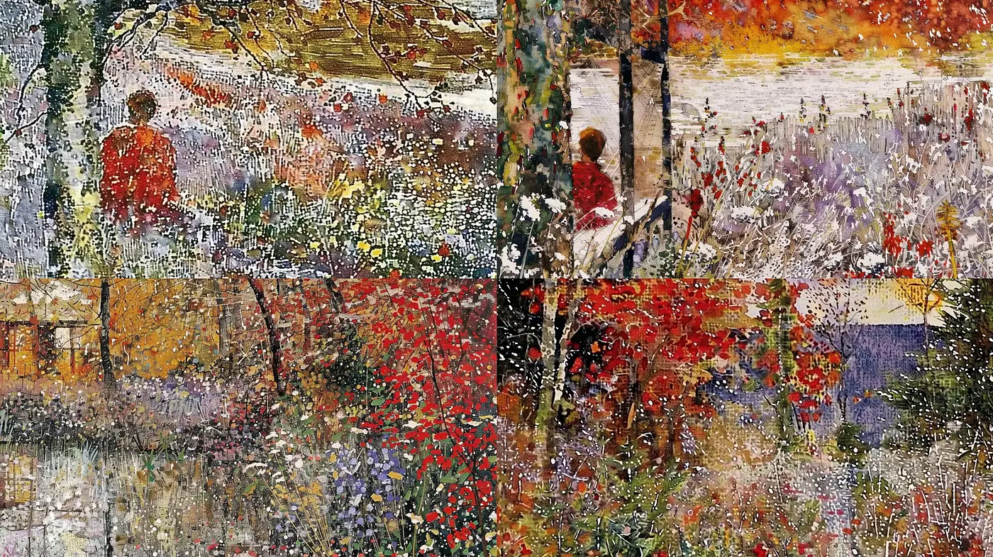 Abstract Textural Harmony in Rich Autumnal Hues - Midjourney sref style
