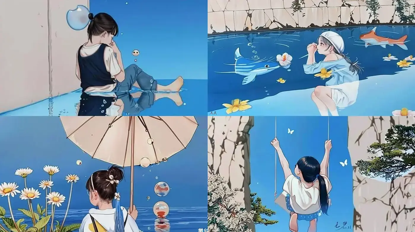 Whimsical and Dreamlike Illustrations with Soft Color Palettes - Midjourney sref style