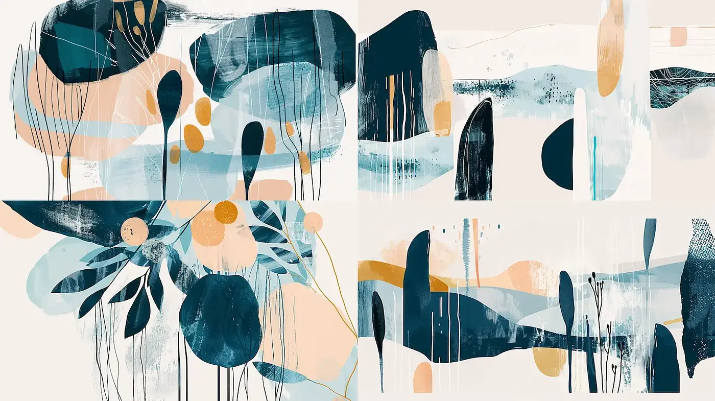 Elegant Abstract Expressions with Organic Forms and Soft Tones - Midjourney sref style