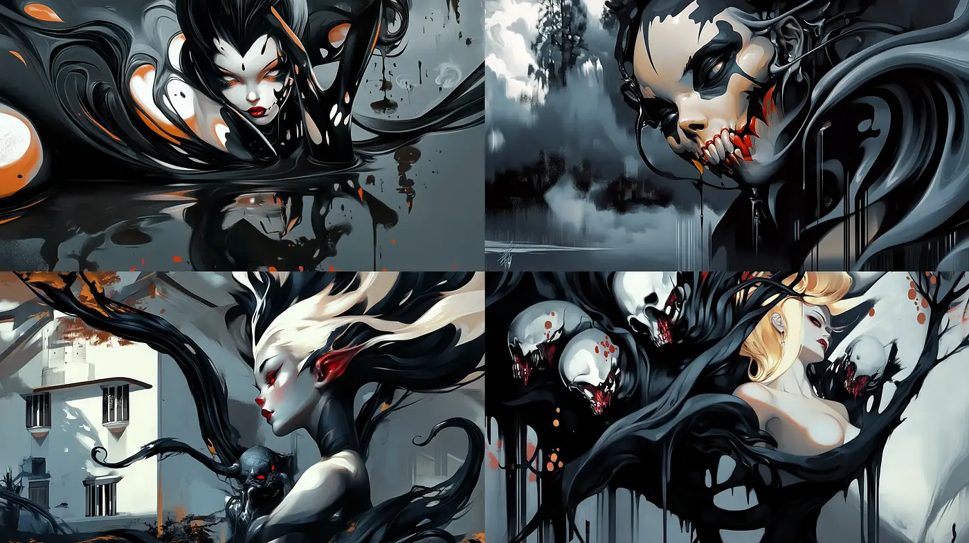 Gothic Elegance and Surreal Forms - Midjourney sref style