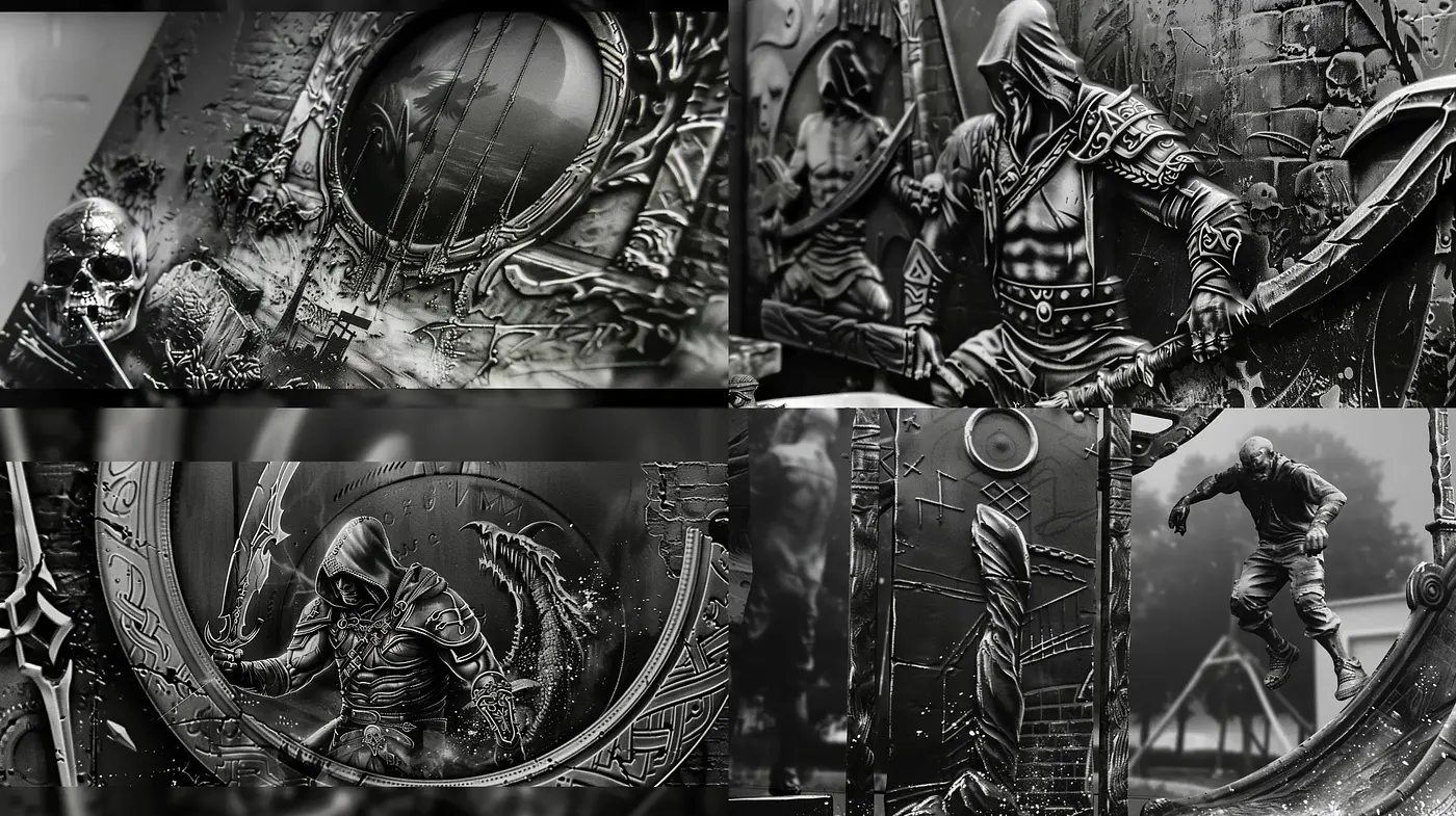 Monochromatic Mechanical Dreamscape - Midjourney sref style