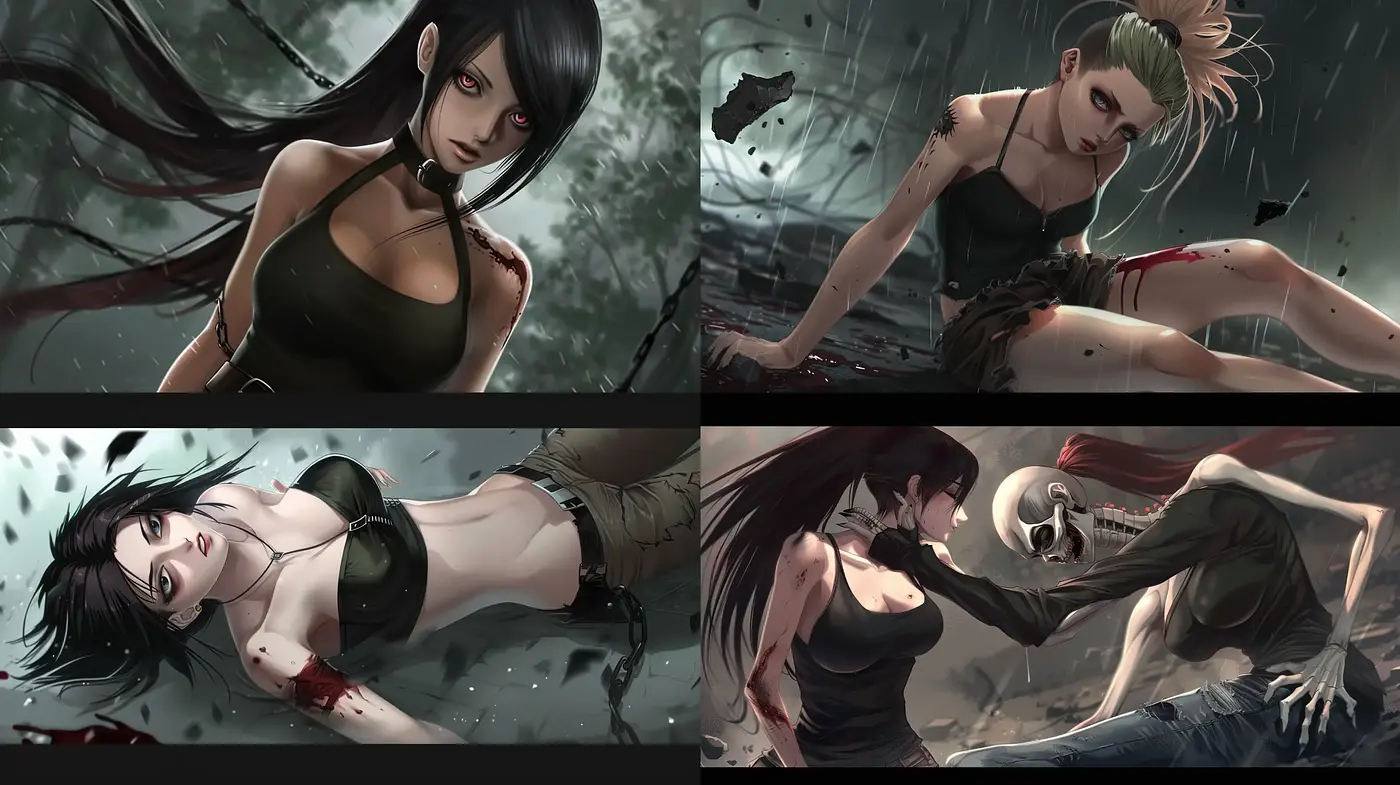 Gritty and Intense Anime Inspired Dark Fantasy - Midjourney sref style