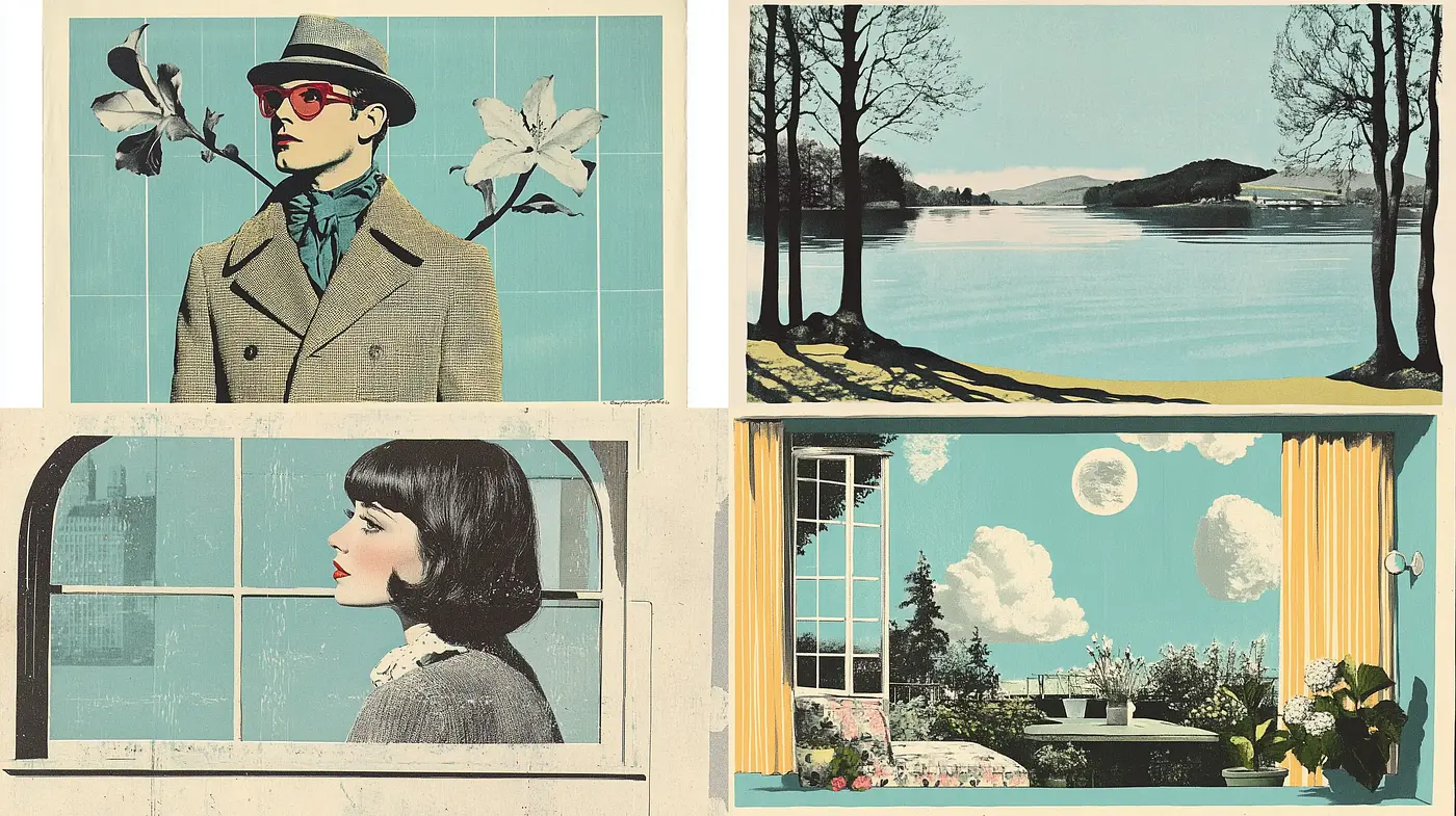 Timeless Elegance: A Serene Retro Tableau with Textured Narratives - Midjourney sref style