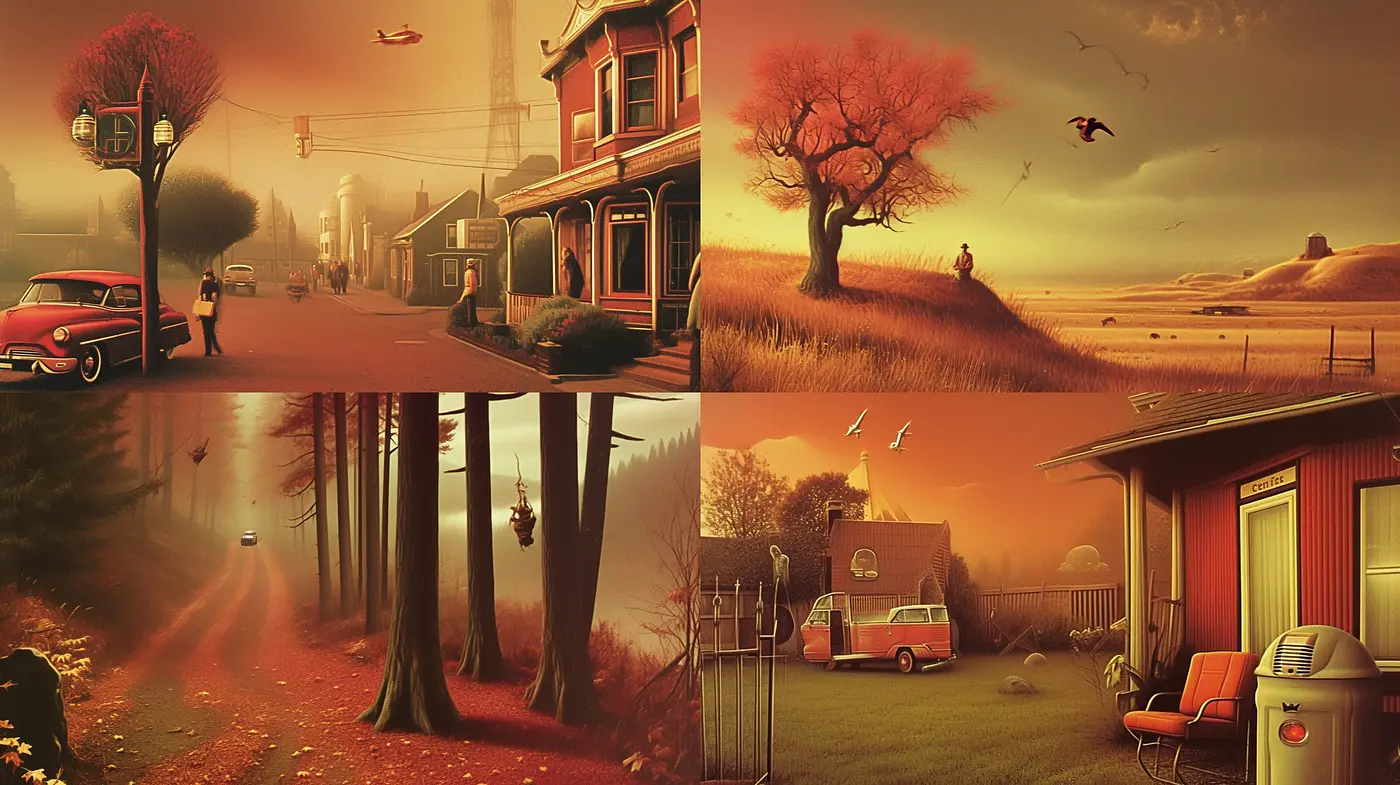 Sunset Hues and Evocative Moods: A Homage to Nostalgic Americana - Midjourney sref style