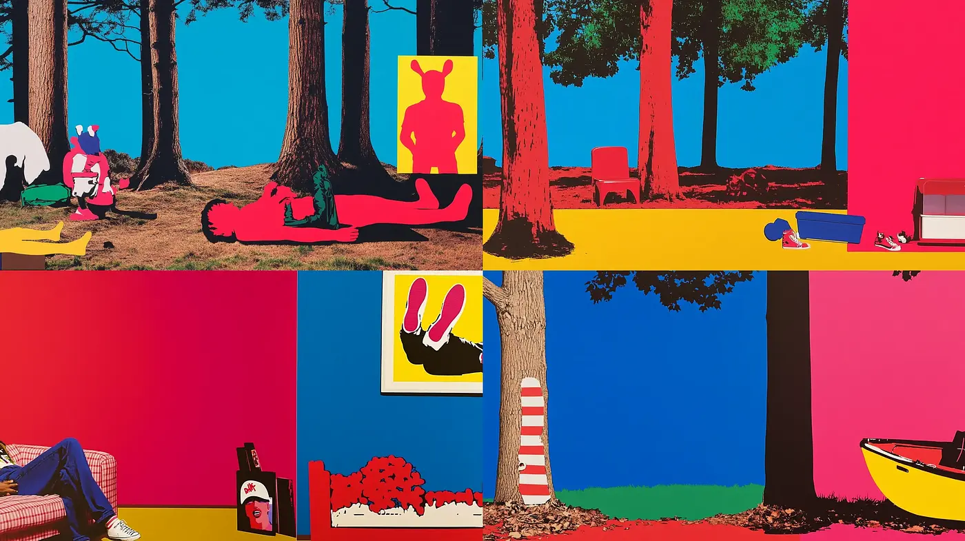 Bold Pop Art Fusion with Vibrant Nature Backdrop - Midjourney sref style
