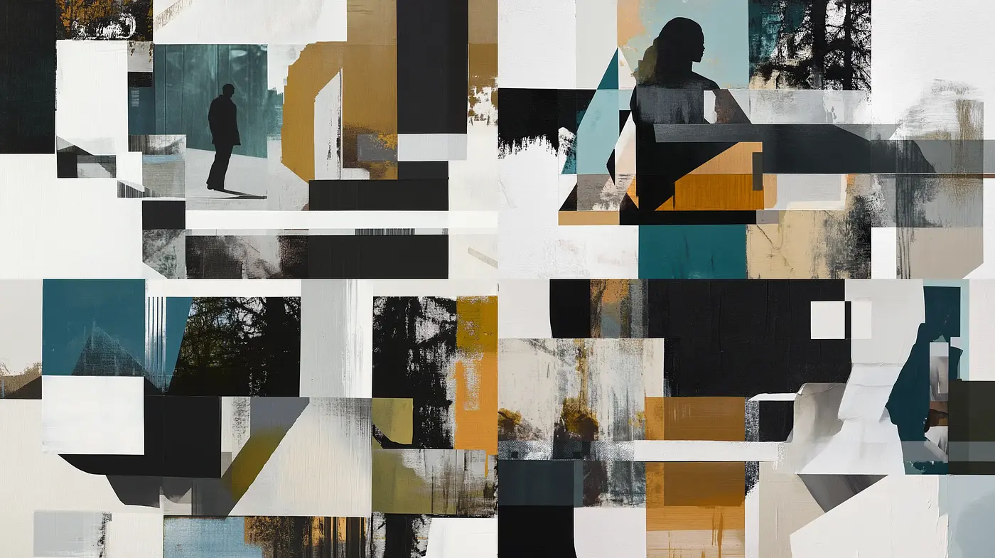 Abstract Geometric Silhouettes with a Muted Contemporary Palette - Midjourney sref style