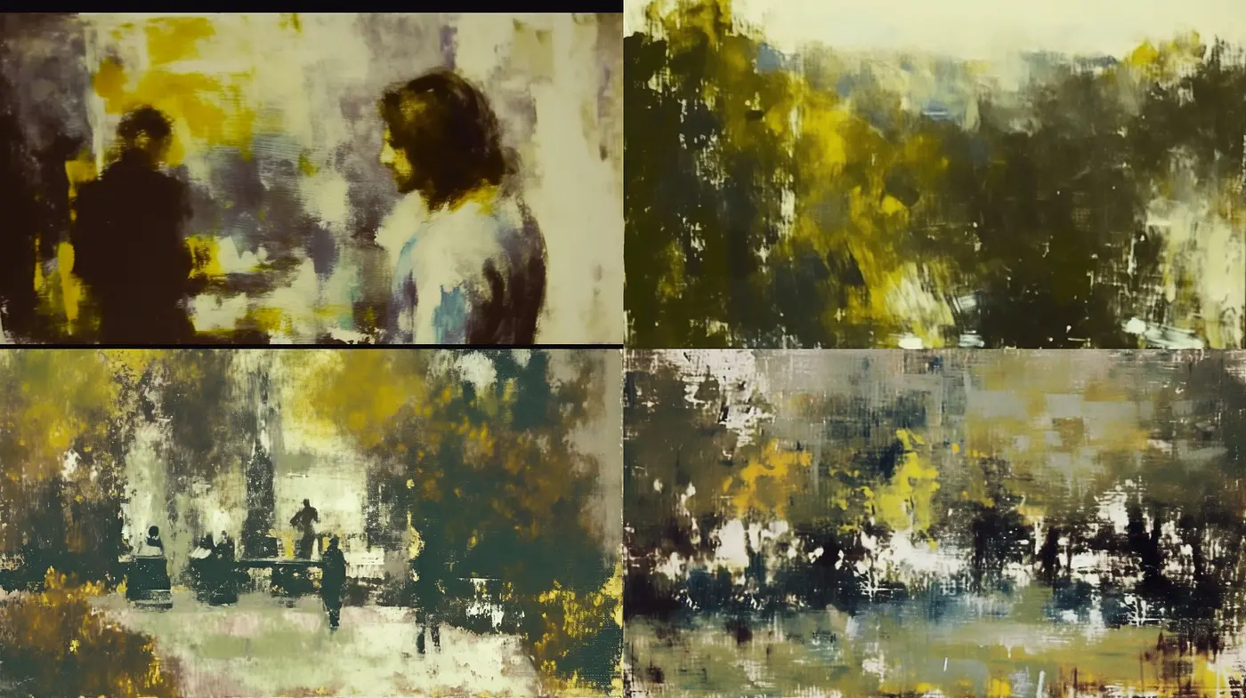 Amber Haze: A Fusion of Impressionism and Abstract Expressionism - Midjourney sref style