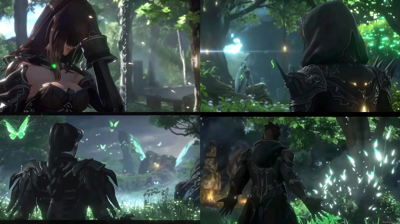 Enigmatic Fantasy Realms with Lustrous Emerald Accents and Dramatic Lighting - Midjourney sref style