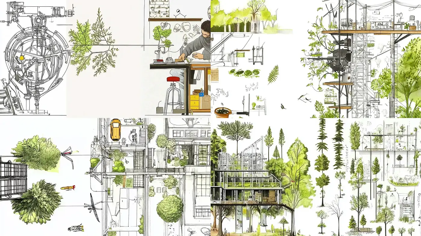 Architectural Sketchbook Fusion - Midjourney sref style