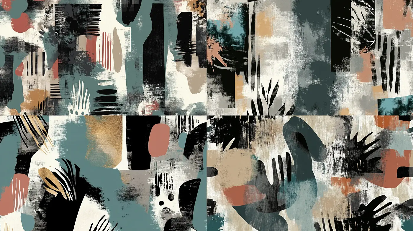 Abstract Expressionist Montage with Earthy and Pastel Tones - Midjourney sref style