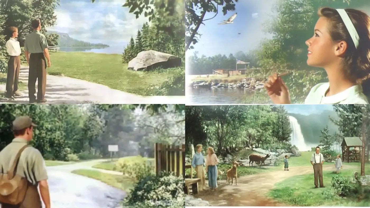 Idyllic Pastoral Scenes with Serene Hues and Stylized Realism - Midjourney sref style