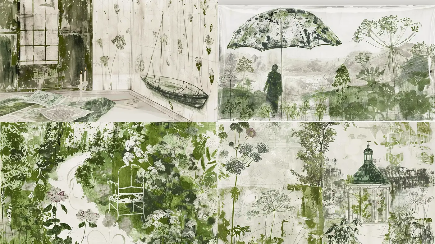 Ethereal Botanical Dreamscapes in Monochrome - Midjourney sref style