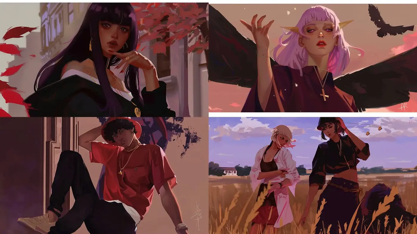 Twilight Ambiance in Stylized Character Portraiture - Midjourney sref style