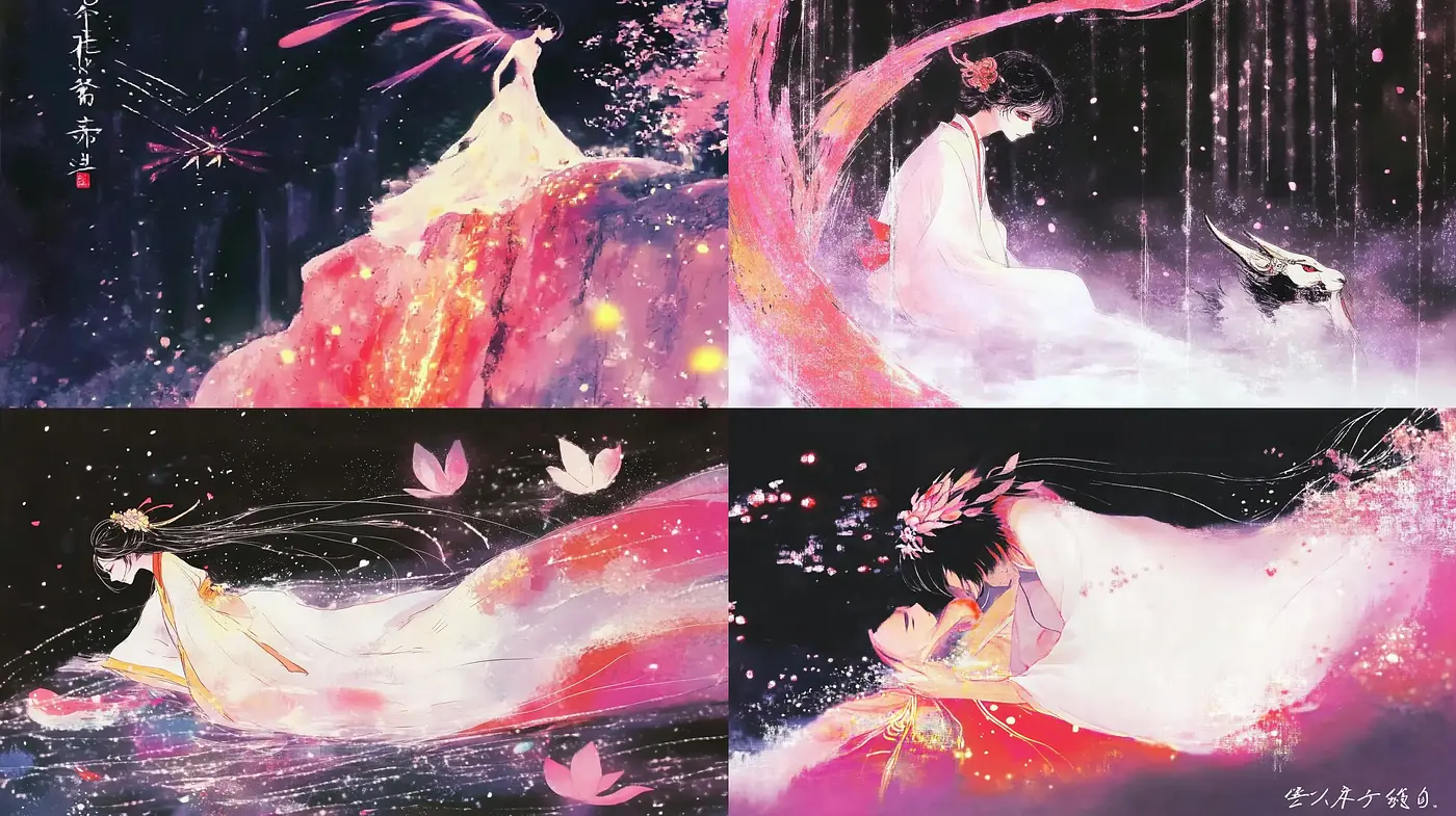 Ethereal Flow of Color and Emotion: Consistency in Dynamic Movement and Expression - Midjourney sref style
