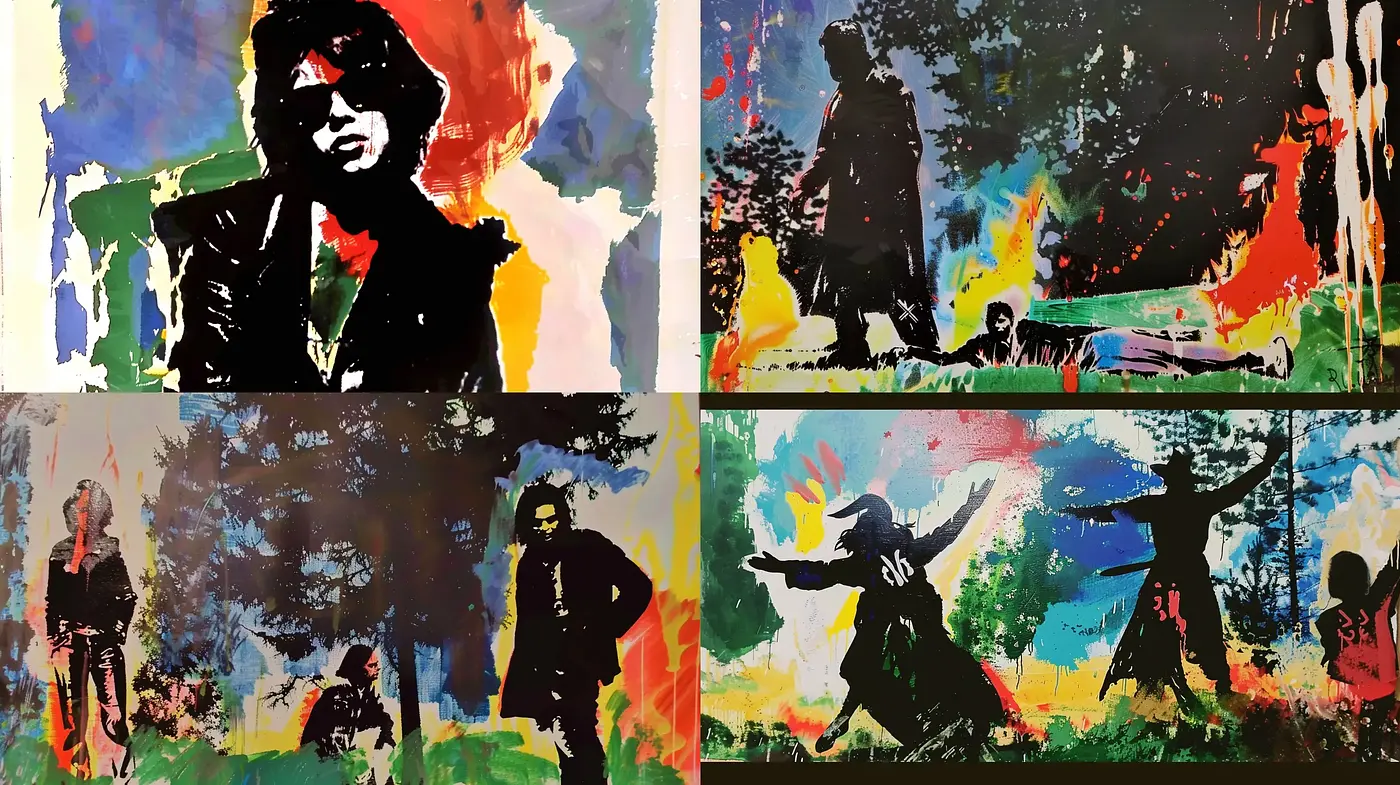 Abstract Expressionist Silhouettes in Bold Brushwork - Midjourney sref style