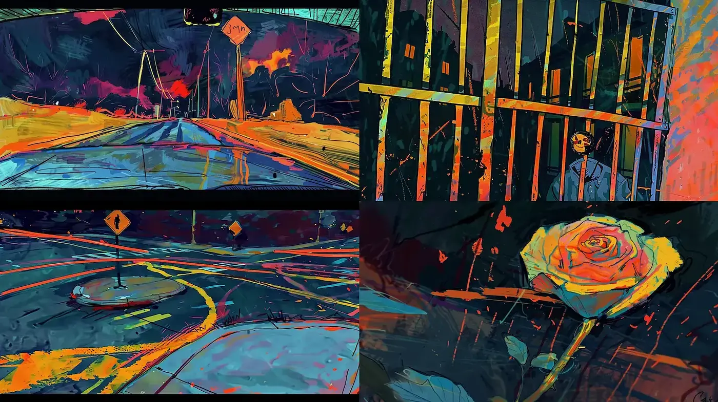 Vivid and Dynamic Illustrations with an Emotional Underpinning - Midjourney sref style