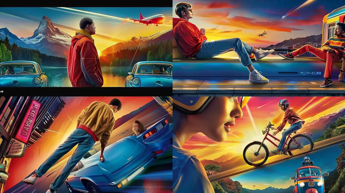 Vibrant Retro Futurism with Cinematic Influence - Midjourney sref style