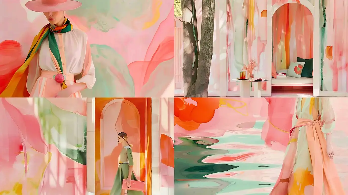Whimsical and Vibrant Abstract Fashion Aesthetic - Midjourney sref style