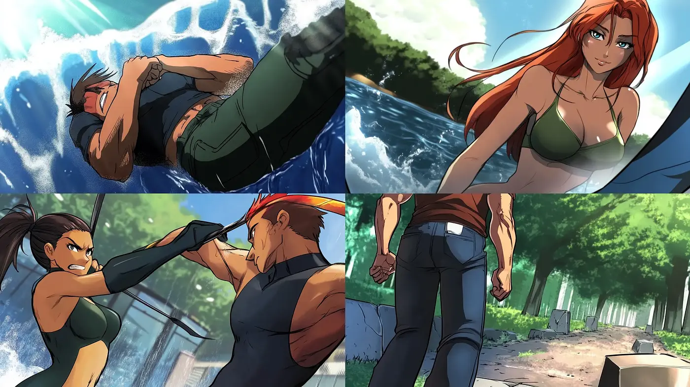 Dynamic Anime-Inspired Action Portrayal - Midjourney sref style