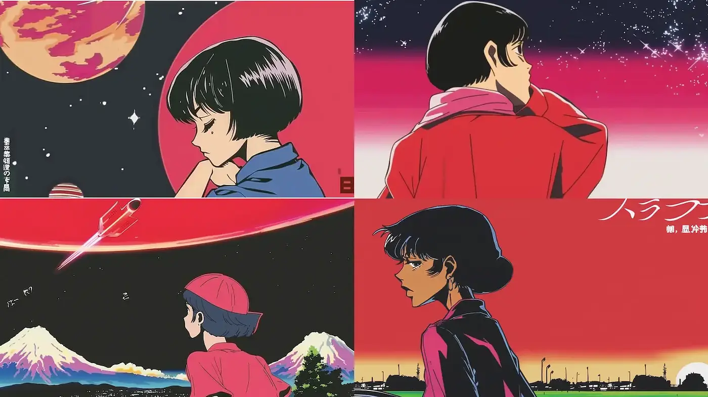 Vibrant Contemporary Anime Style with Elements of Solitude and Reflection - Midjourney sref style