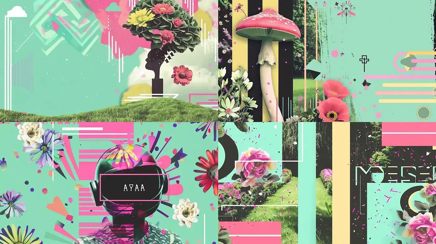 Eclectic Floral Retrofuturism - Midjourney sref style
