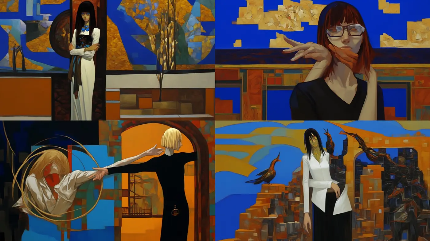 Cubist Reverie: An Exploration in Fragmented Reality and Vivid Hues - Midjourney sref style