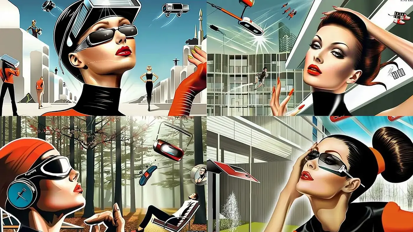 Futuristic Chic with Retro Elements and Bold Aesthetics - Midjourney sref style