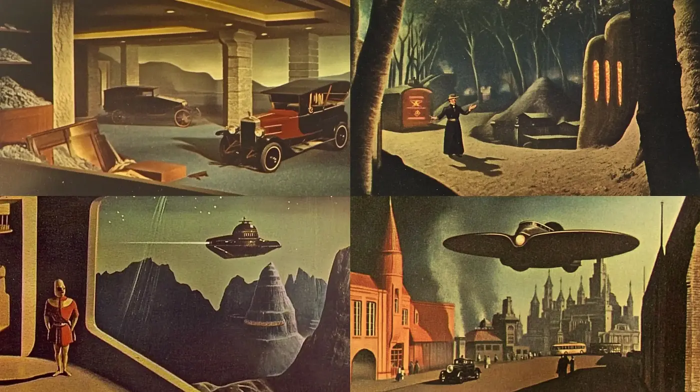 Retrofuturistic Elegance in Warm Sepia Tones - Midjourney sref style