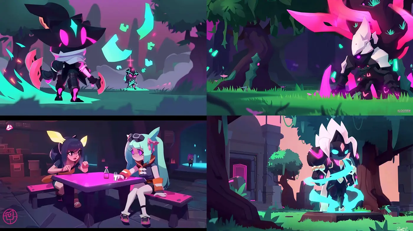 Vibrant Animated Fantasy Tableaux - Midjourney sref style