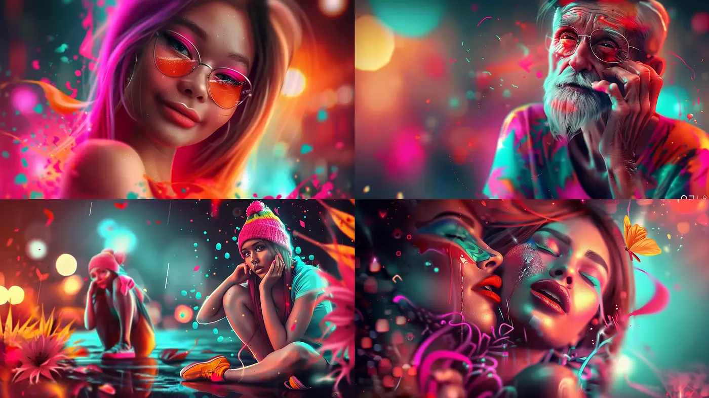 Vibrant Dreamscapes with Luminous Neon Hues - Midjourney sref style