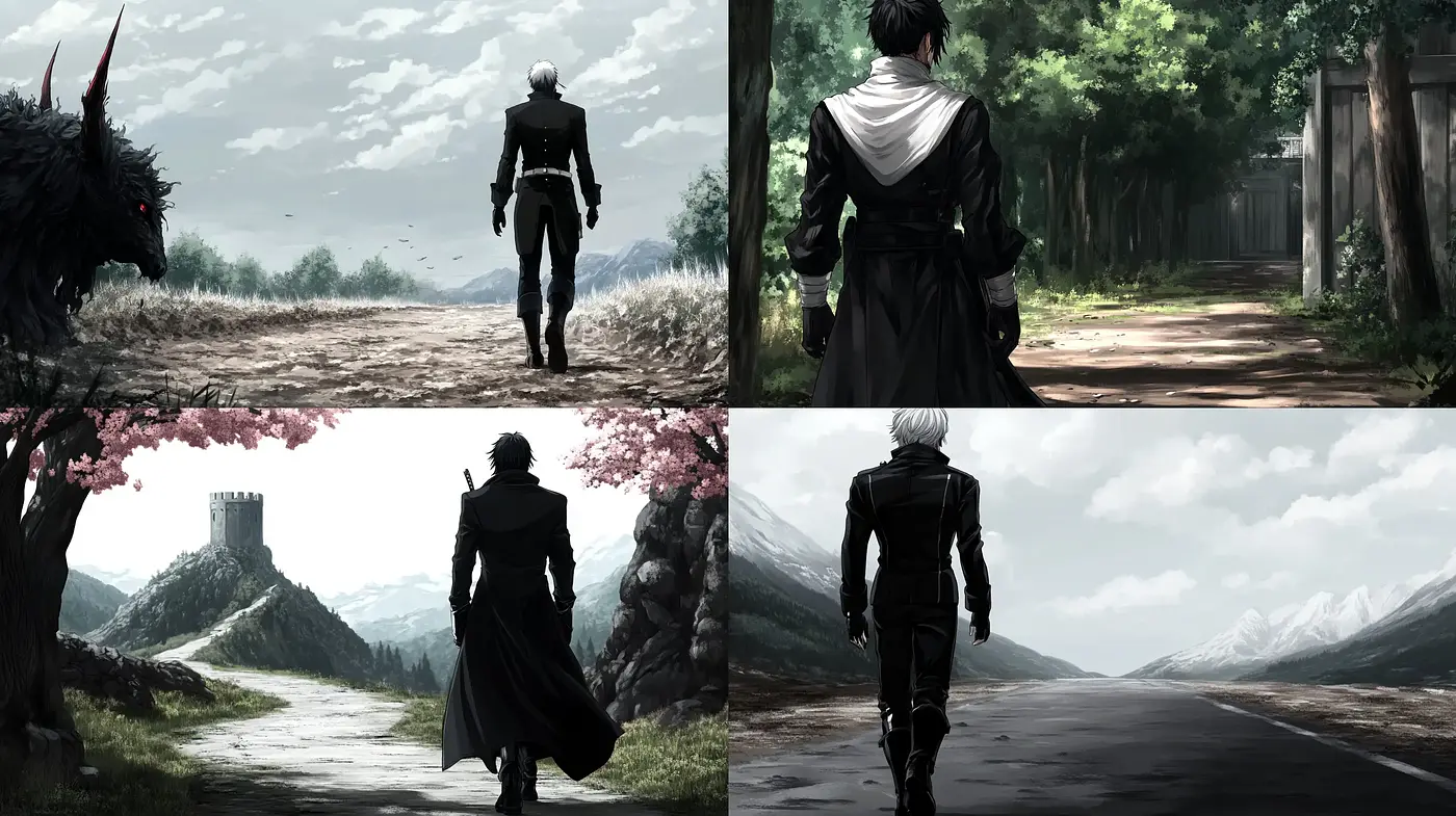 Ethereal Wanderer's Quest in Consistent Animatic Shades - Midjourney sref style