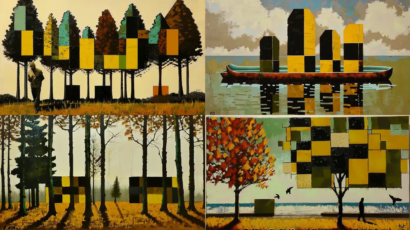 Geometric Abstract Landscapes with a Modern Aesthetic - Midjourney sref style