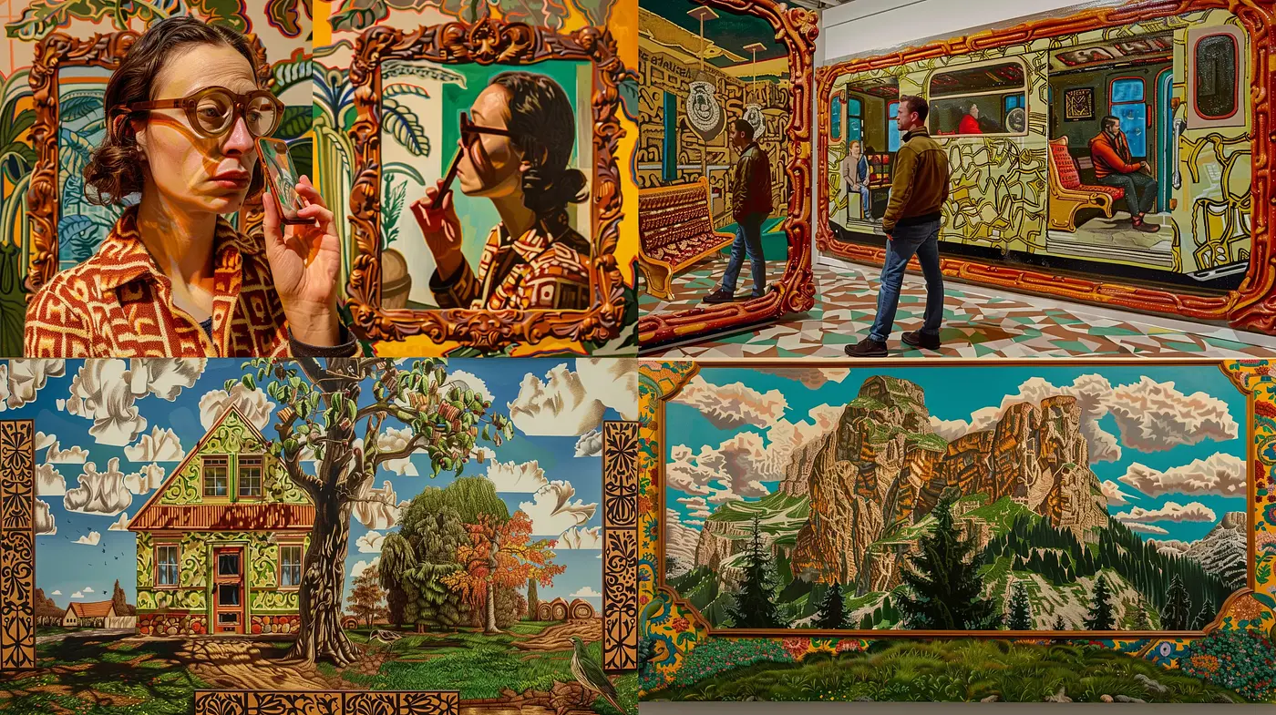 Vibrant Tapestry of Nature and Human Intersections - Midjourney sref style
