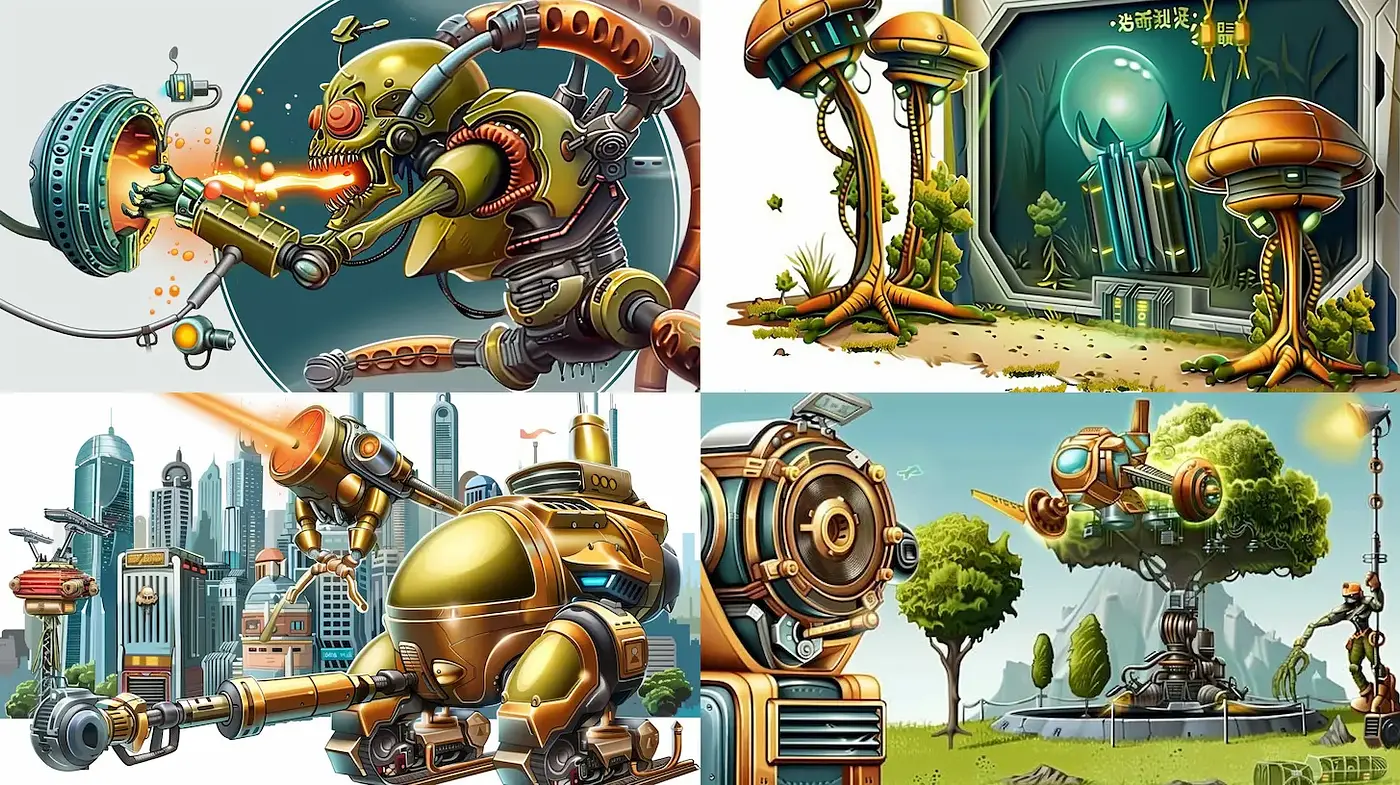 Futuristic Mechanisms with a Playful and Whimsical Aesthetic - Midjourney sref style