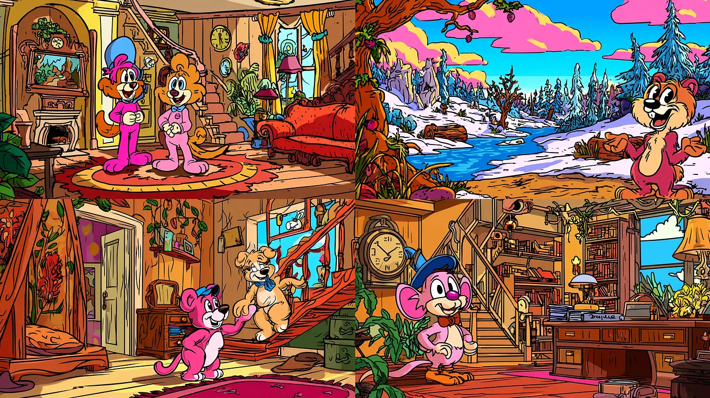 Vividly Whimsical Art Style with a Nostalgic Touch - Midjourney sref style