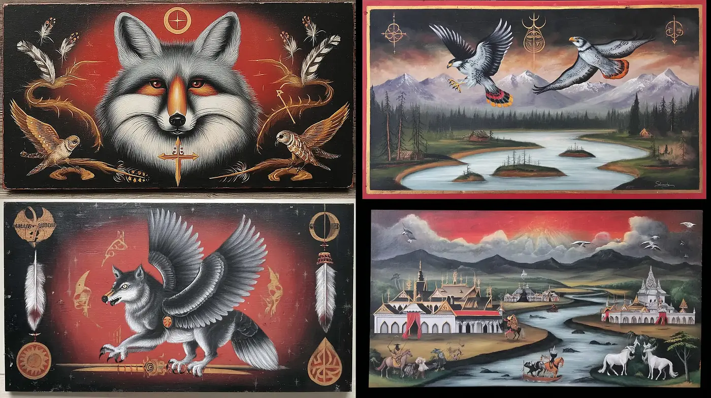 Stylized Nature and Wildlife Art with a Mythical Aura - Midjourney sref style