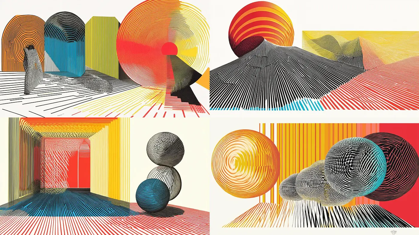 Contemporary Geometric Abstraction in Vivid Hues - Midjourney sref style