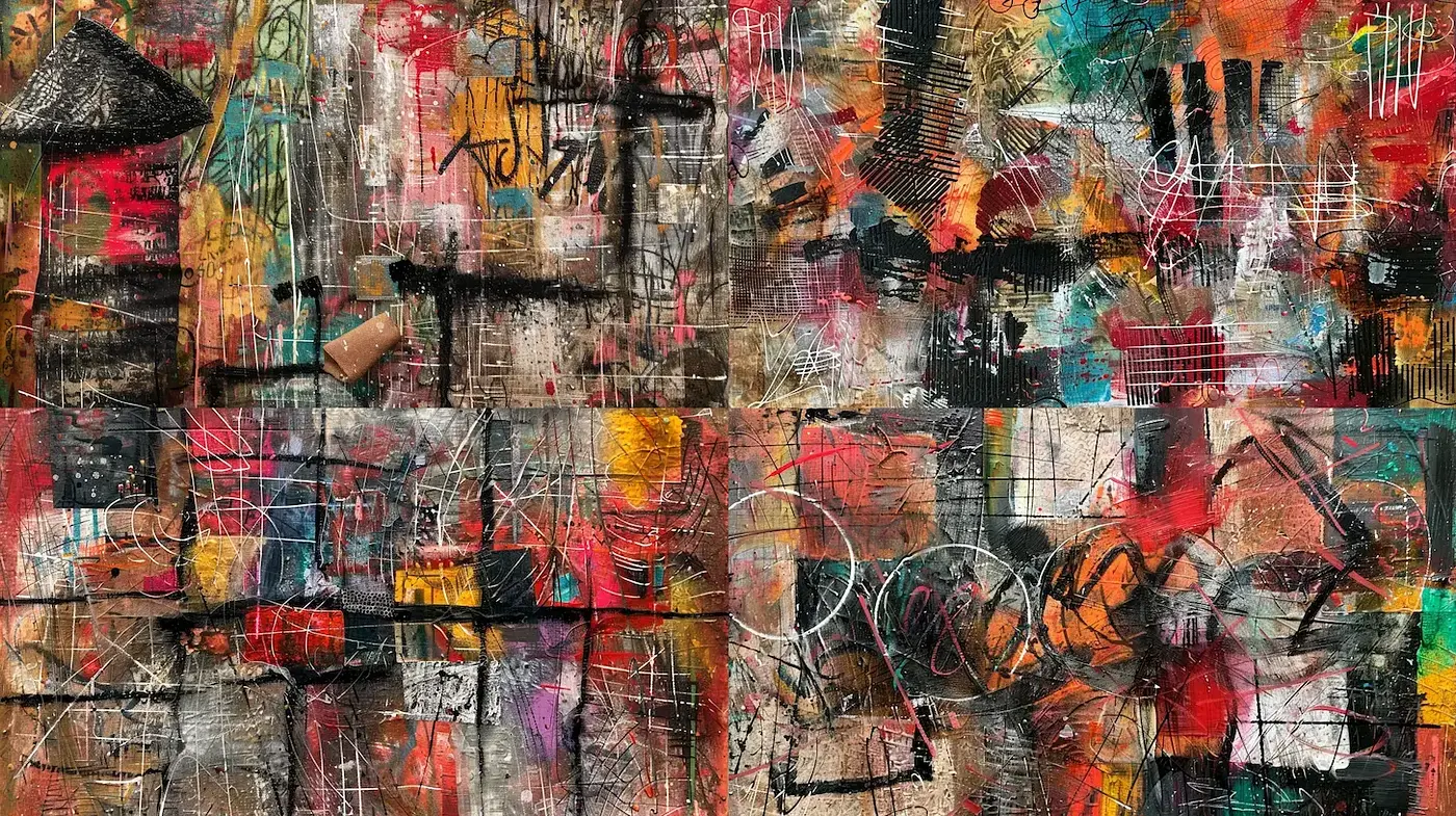 Abstract Graffiti Fusion with Vibrant Urban Sensibility - Midjourney sref style