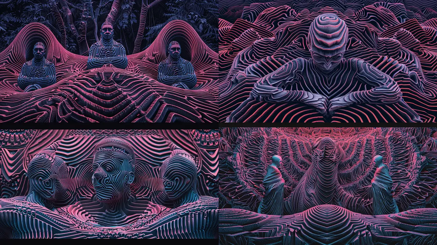 Surreal Neon Contours and Ethereal Landscape - Midjourney sref style